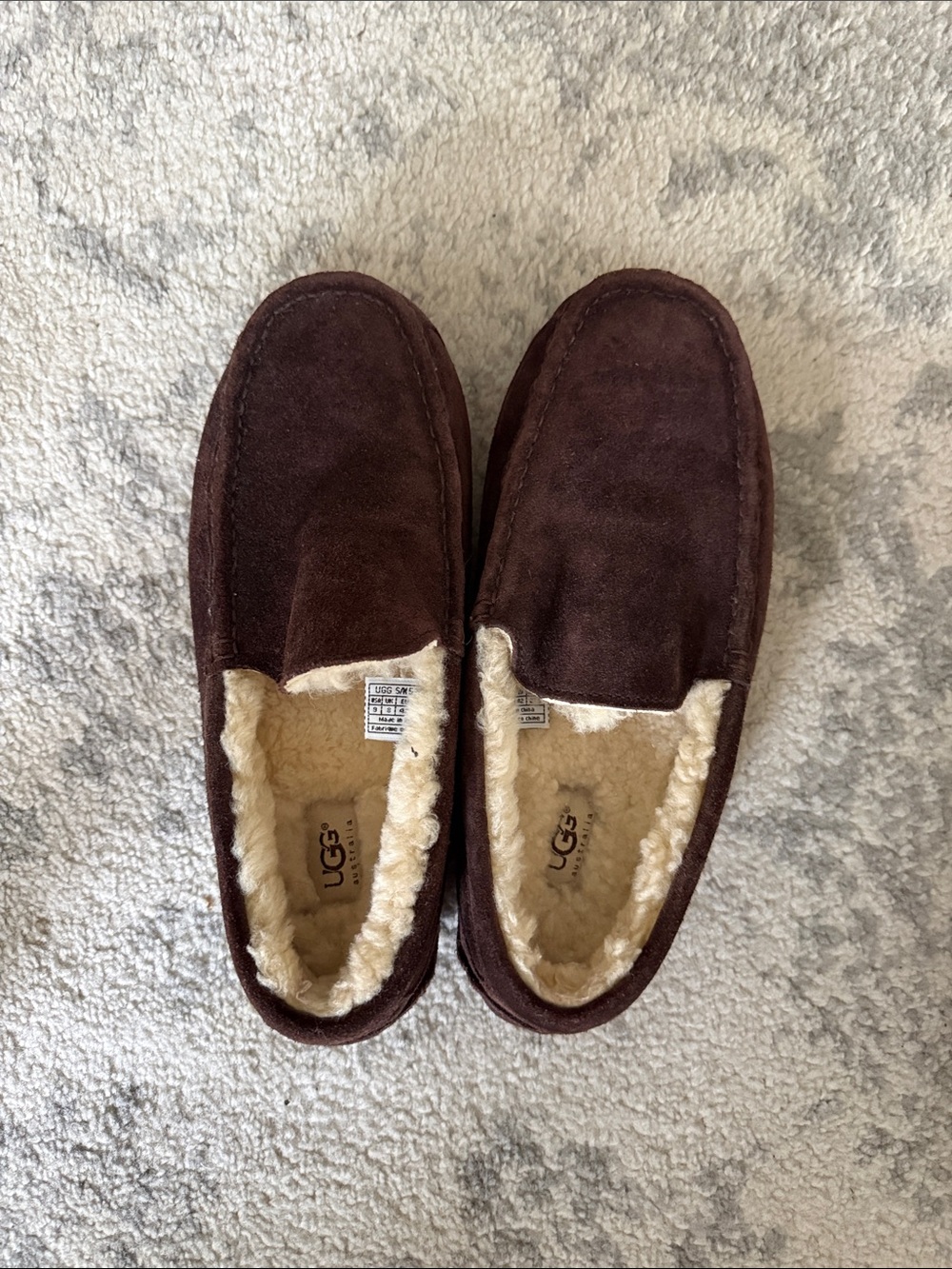 UGG Women's Brown Suede Shearling-Lined Moccasin Slippers